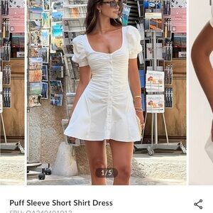 White Puff Sleeve Short Dress
